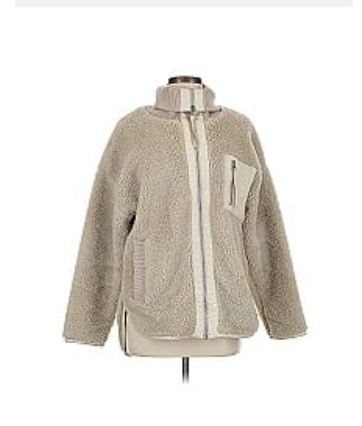 Varley Myla Zip Through Jacket Beige Sherpa Fleece medium 2