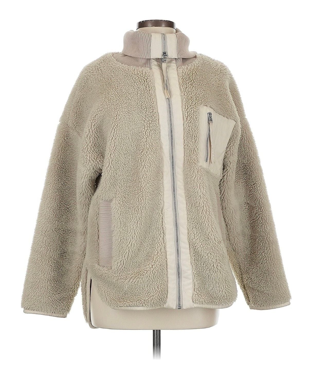 Varley Myla Zip Through Jacket Beige Sherpa Fleece medium 3