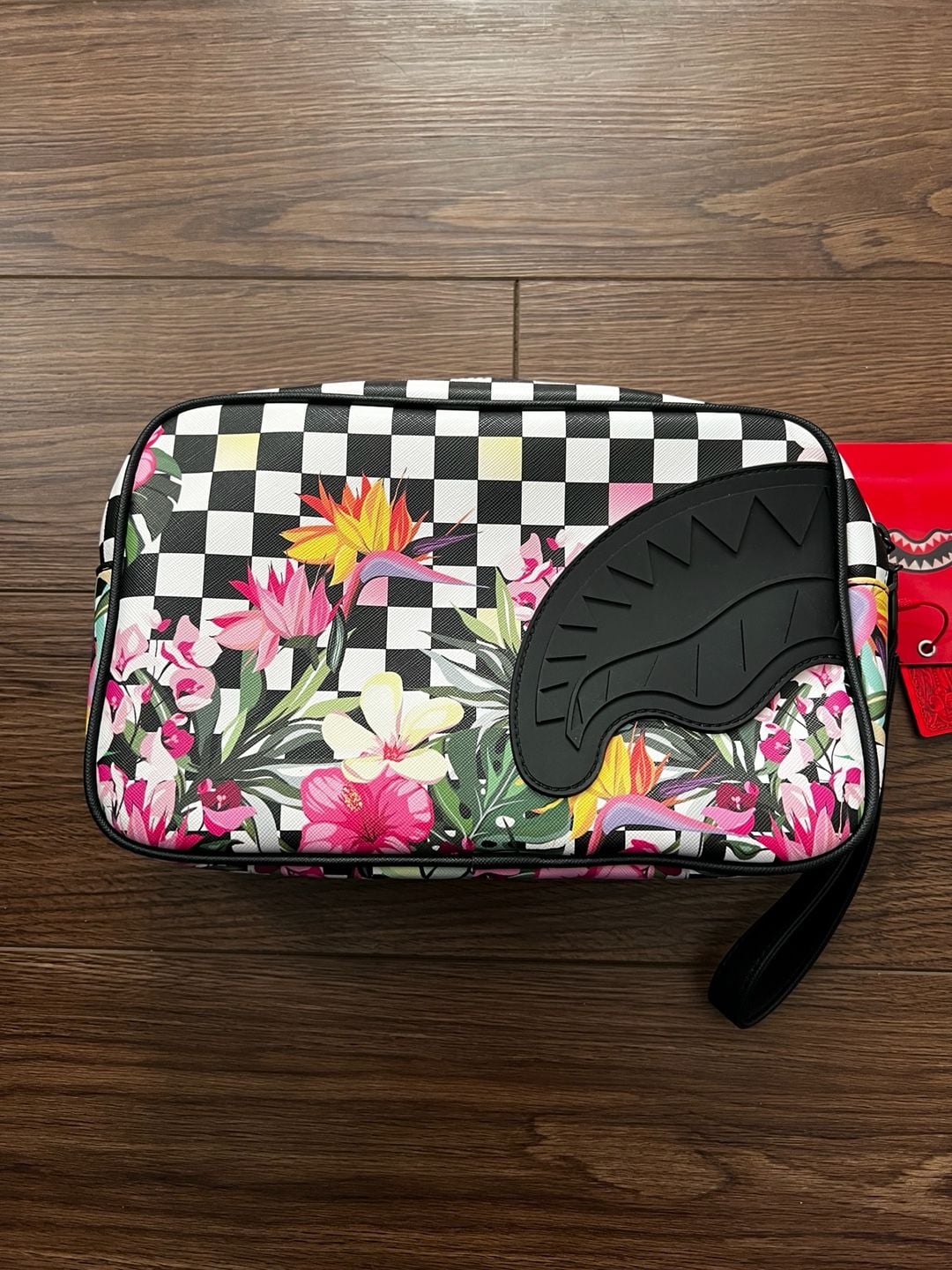 Sprayground Miami Fauna Toiletry Brick Floral Checkered Pouch 2
