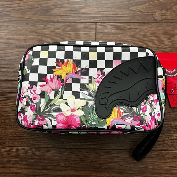 Sprayground Miami Fauna Toiletry Brick Floral Checkered Pouch