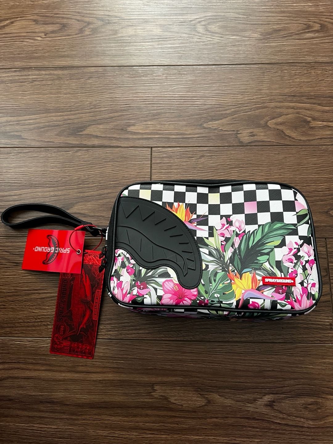 Sprayground Miami Fauna Toiletry Brick Floral Checkered Pouch 6