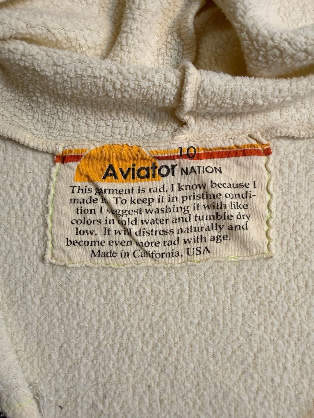 Aviator Nation 5 Stripe Zip Hoodie Size 10 White 4