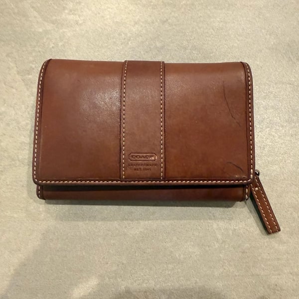 Coach Brown Leather Snap Wallet