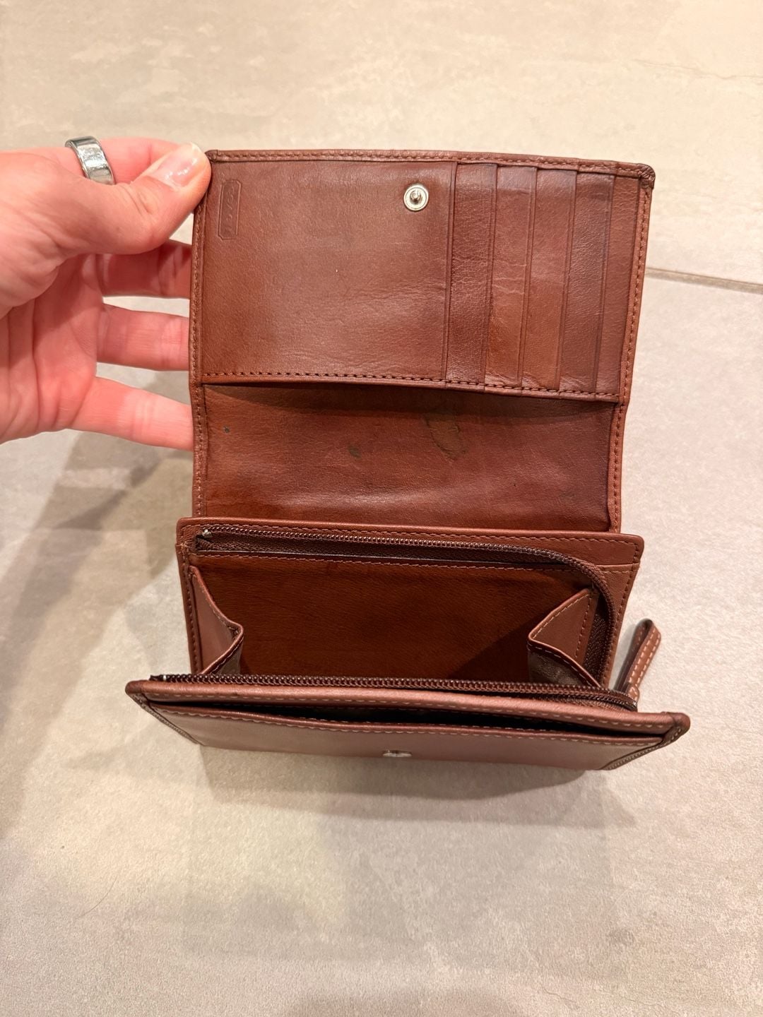 Coach Brown Leather Snap Wallet 4