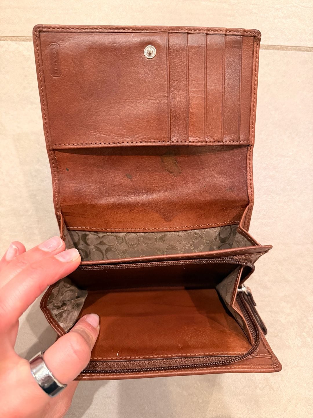 Coach Brown Leather Snap Wallet 7