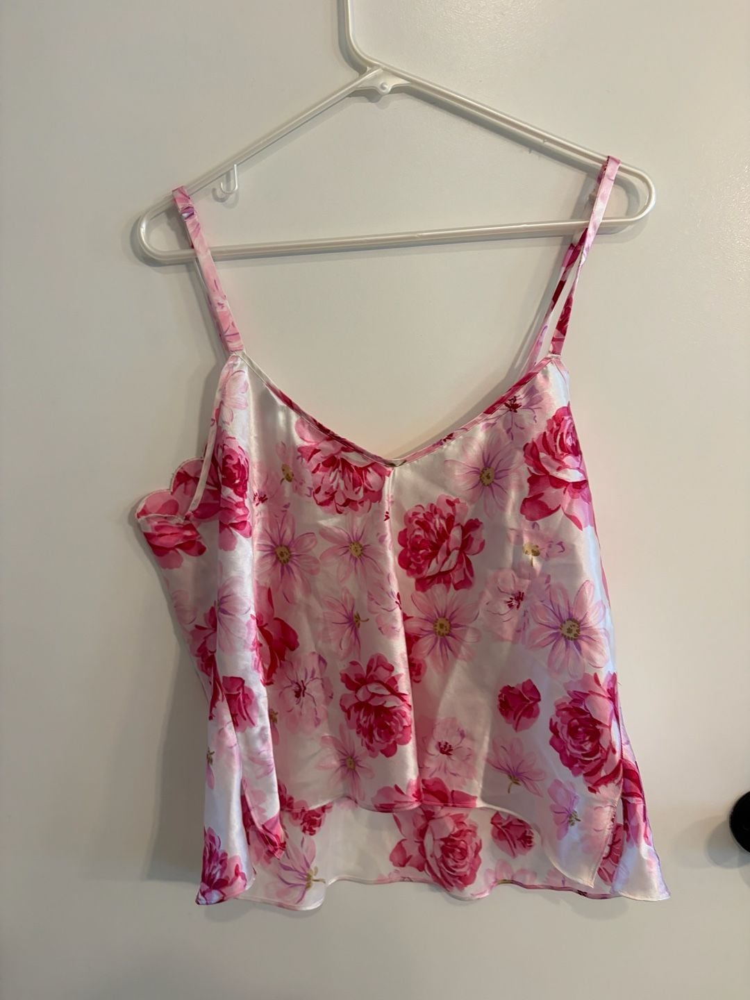 Lord & Taylor Size XL Pink Floral Satin Camisole Top 2