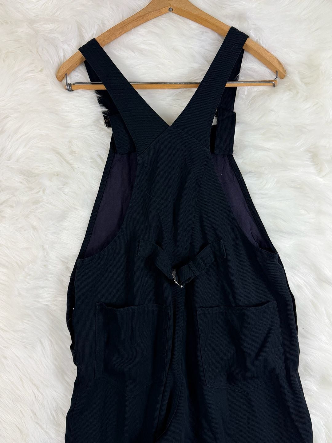 Vintage Garfield & Marks Black Ribbed Overalls Small 12