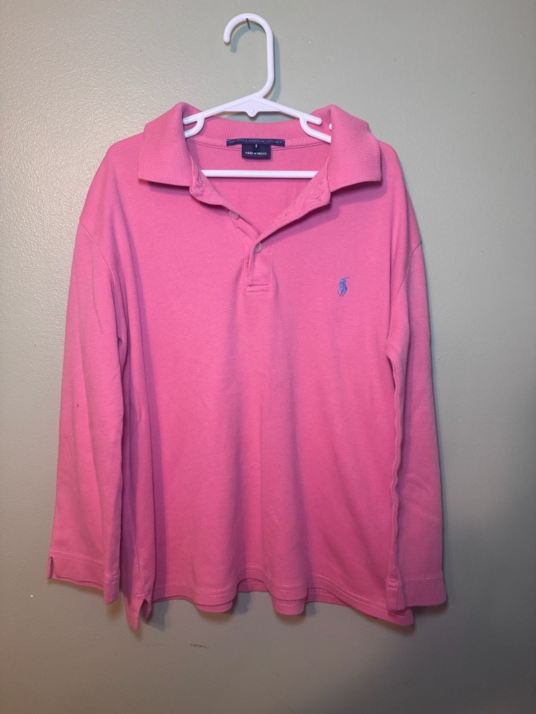 Ralph Lauren Sport Long Sleeve Polo Kids Size S Pink Cotton 3