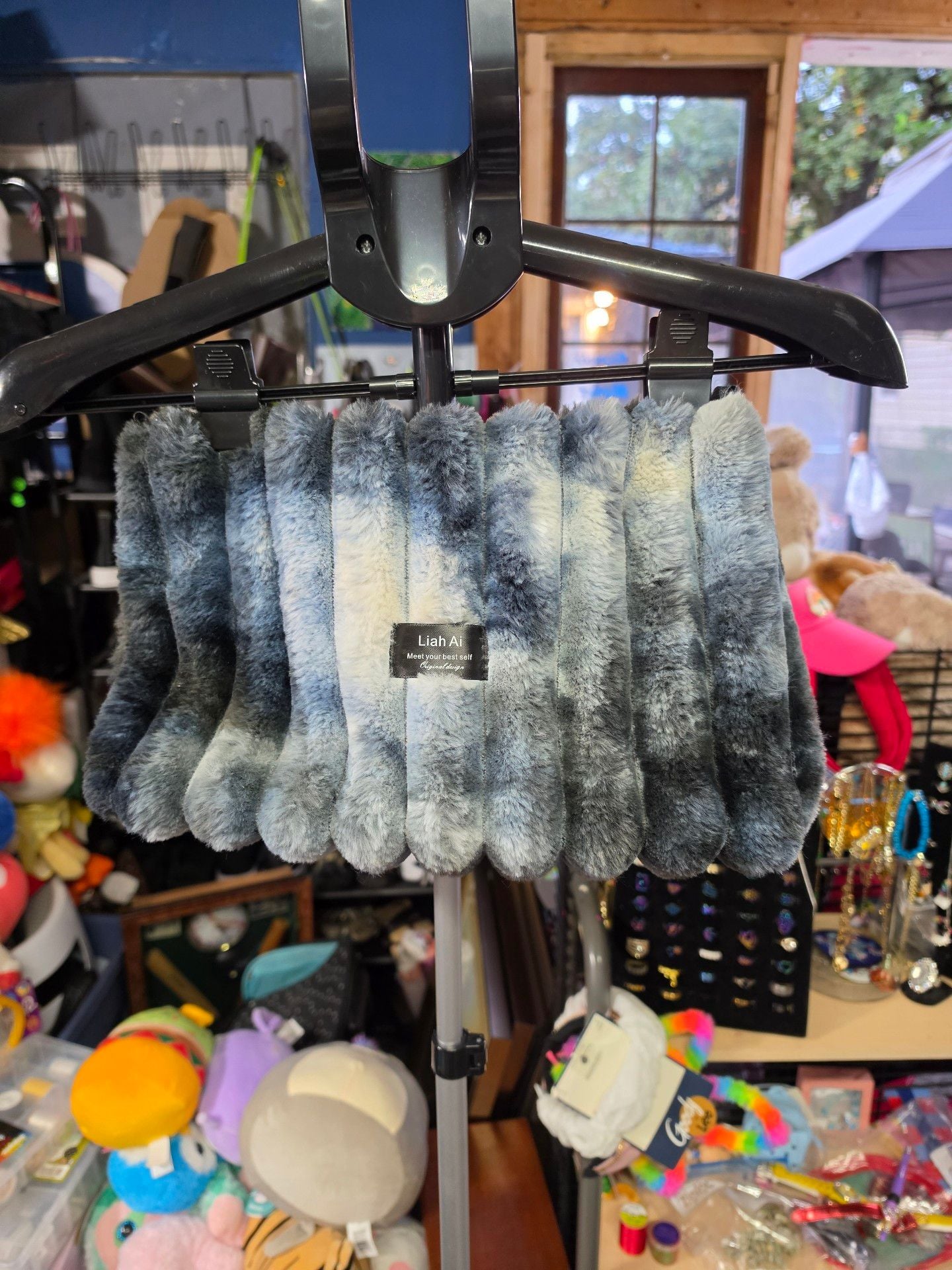 Liah Ai Faux Fur Handbag Blue Grey Tie Dye 2