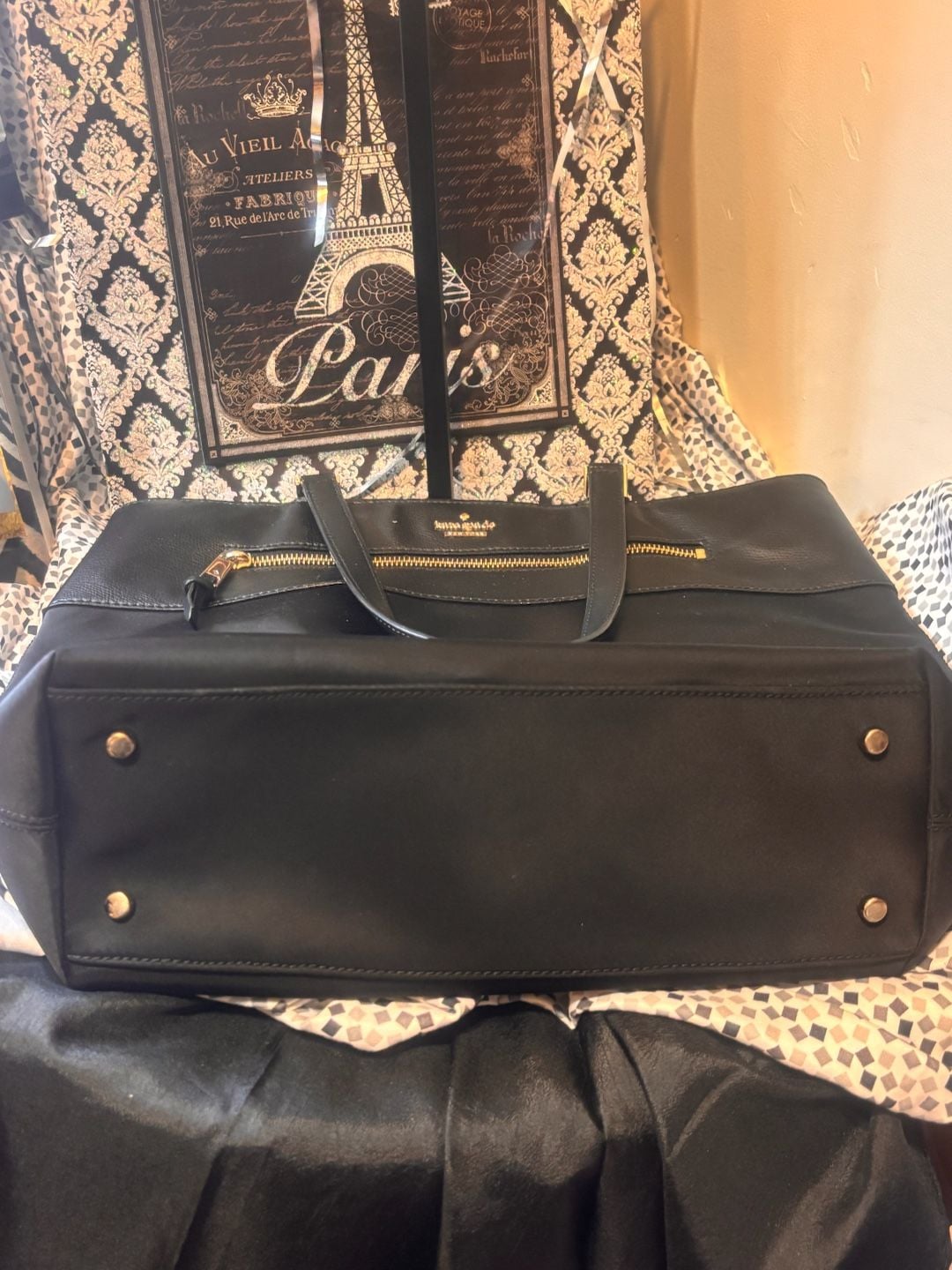 Kate Spade Black Leather And Nylon Tote Bag 5
