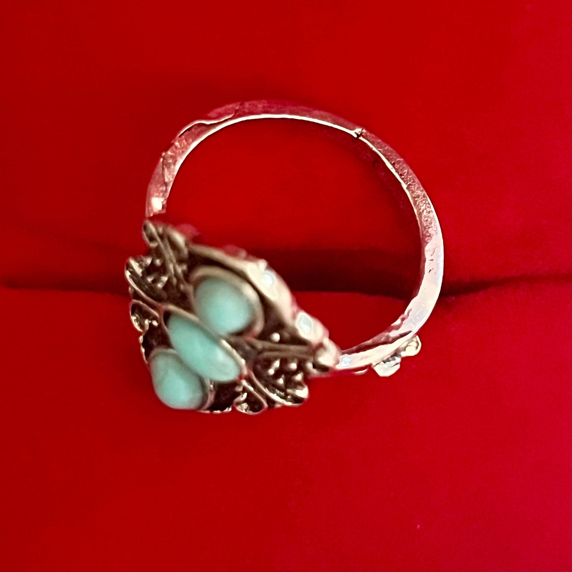 Vintage Southwestern Style Turquoise Stone Titanium Steel Silver Ring Size 6 6