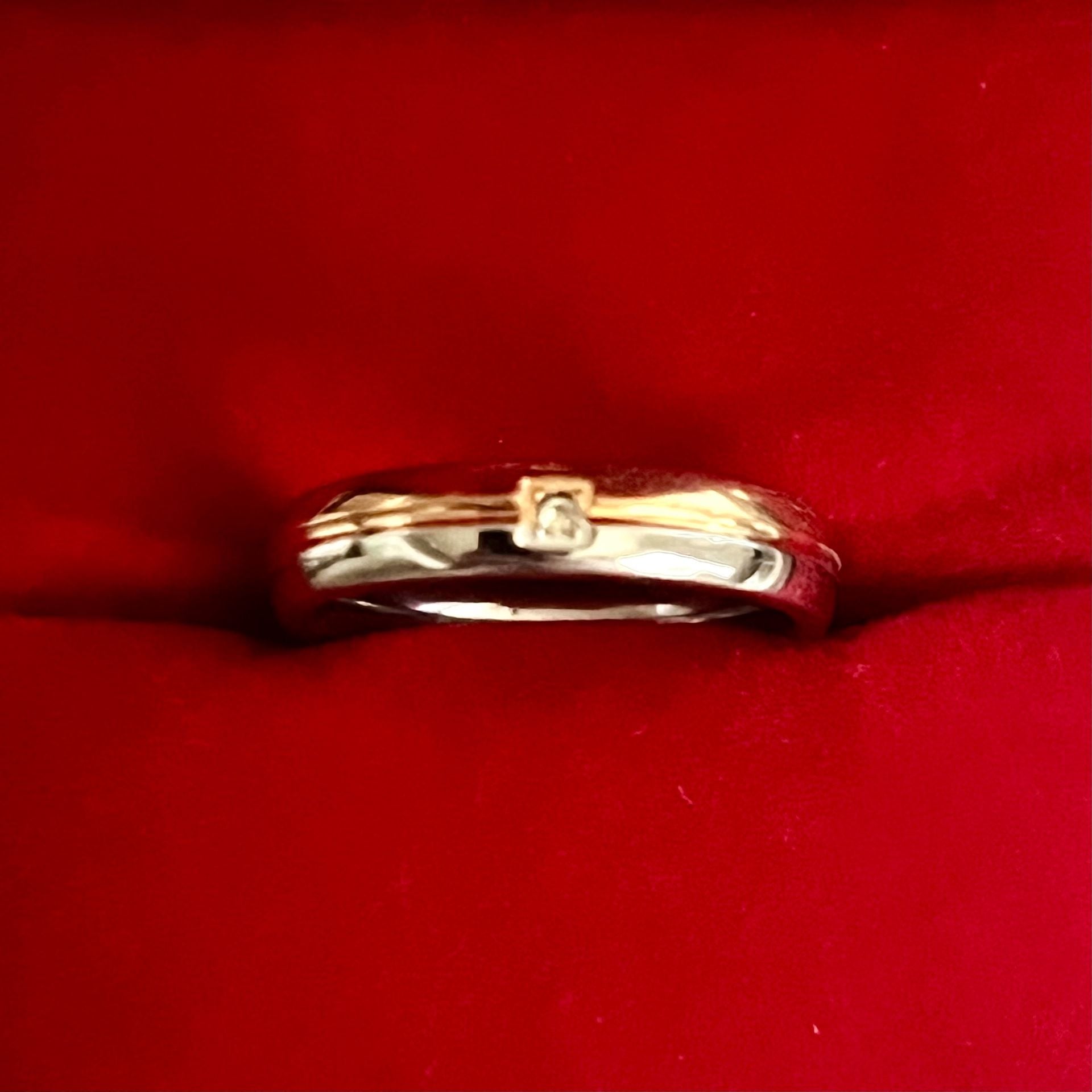 Tungsten Two Tone Gold & Silver 18K Plating 4mm Band Ring Size 9 1