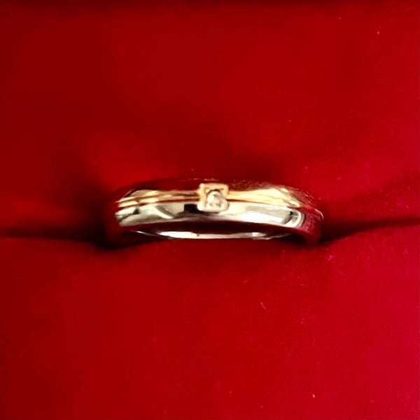 Tungsten Two Tone Gold & Silver 18K Plating 4mm  Band Ring Size 9