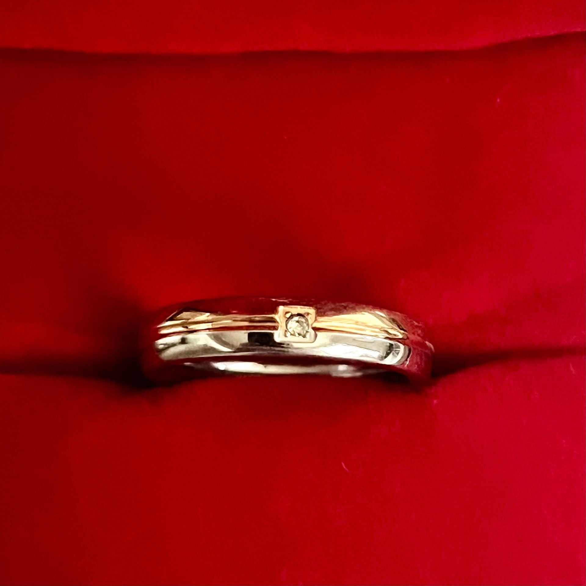 Tungsten Two Tone Gold & Silver 18K Plating 4mm Band Ring Size 9 2