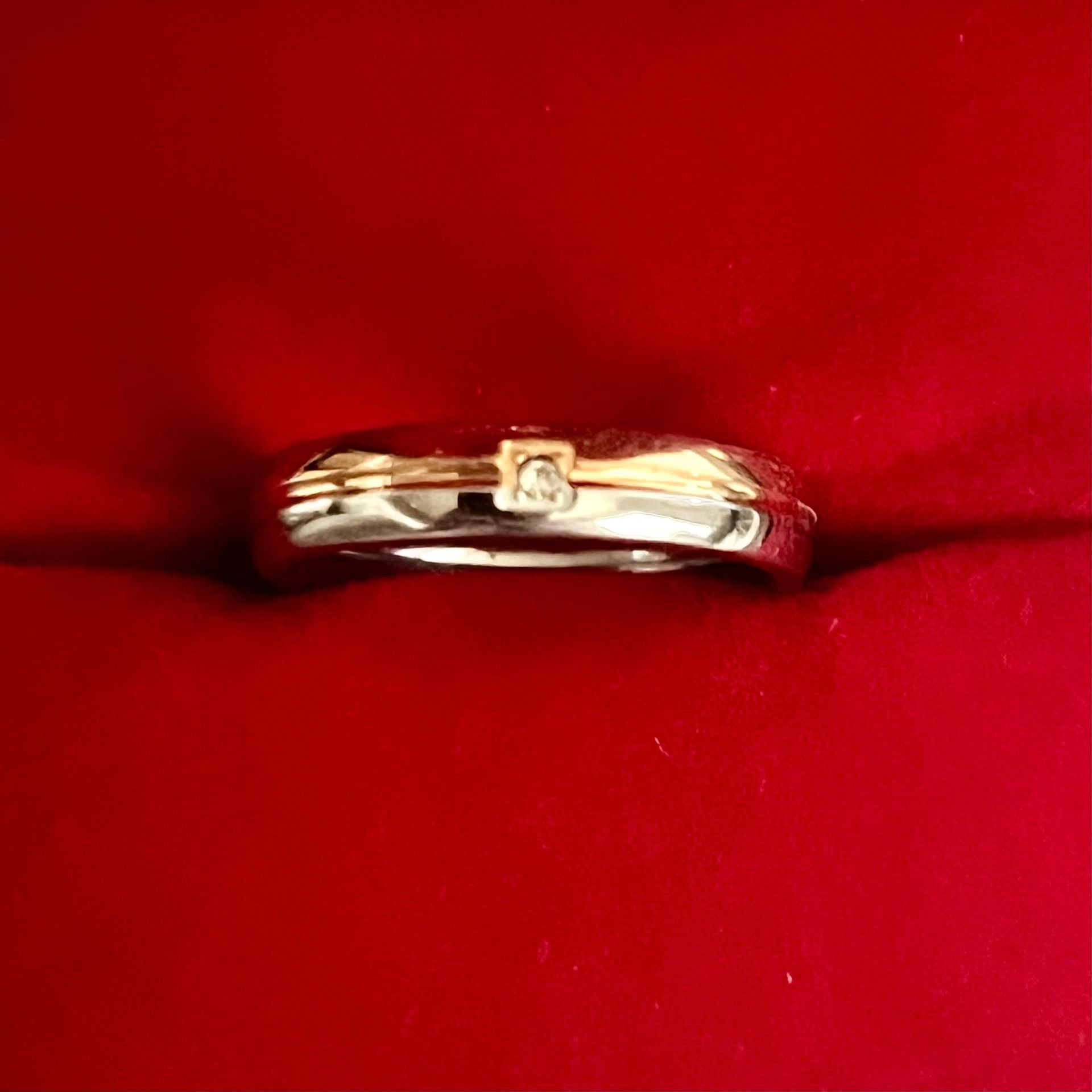 Tungsten Two Tone Gold & Silver 18K Plating 4mm Band Ring Size 9 3