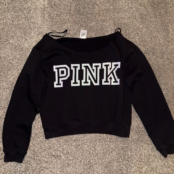 Victoria's Secret Pink Off The Shoulder Sweatshirt Black