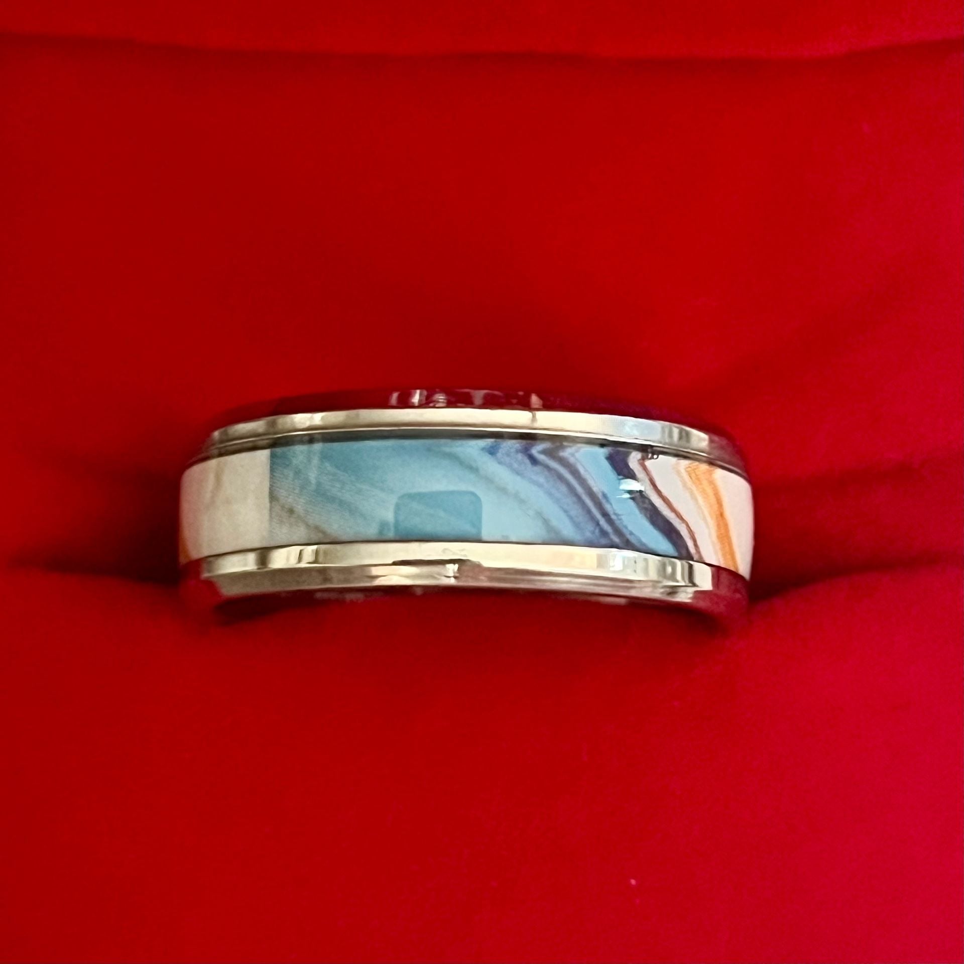 Tungsten Carbide Ring Ocean Natural Shells Inlay 8mm Size 13 2