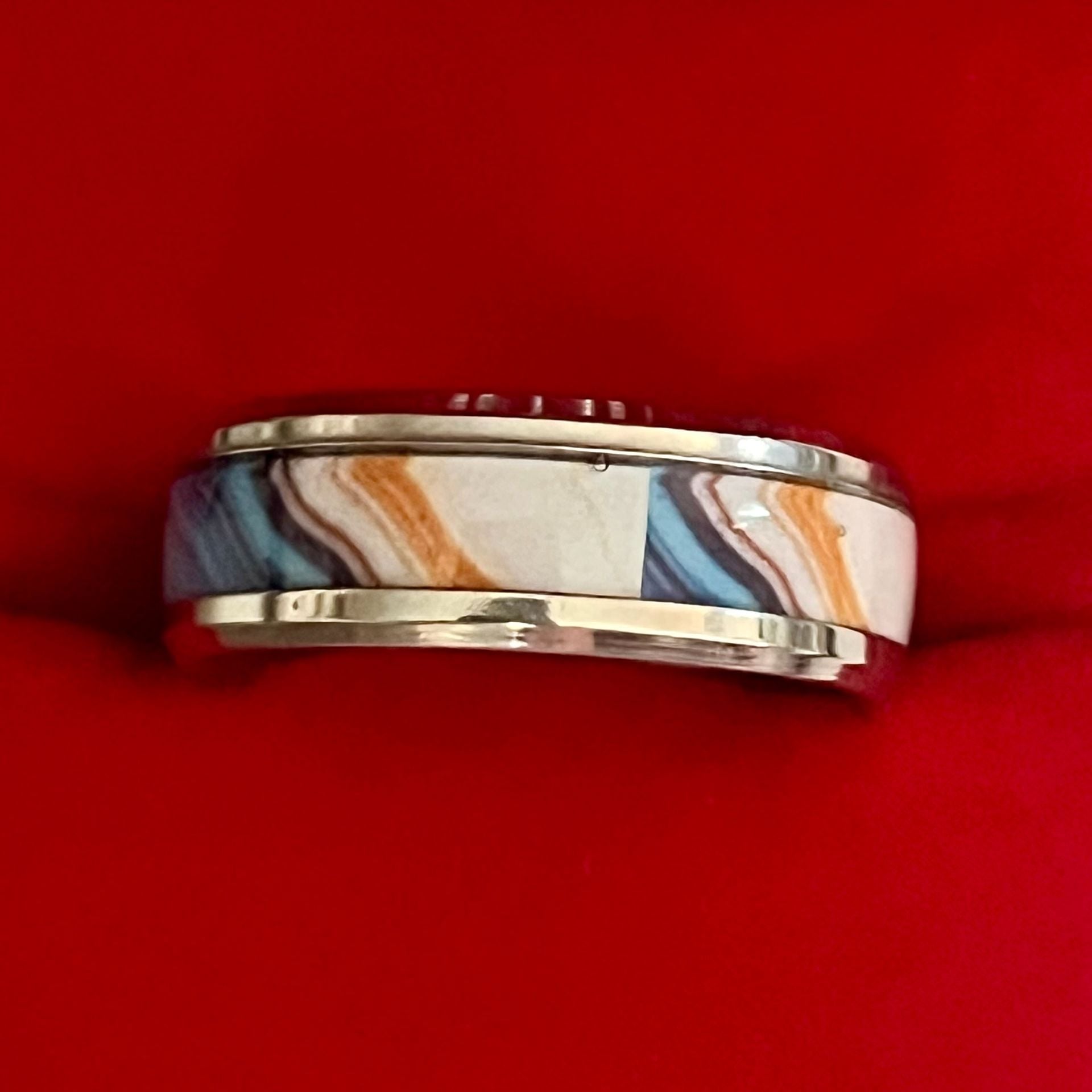 Tungsten Carbide Ring Ocean Natural Shells Inlay 8mm Size 13 3