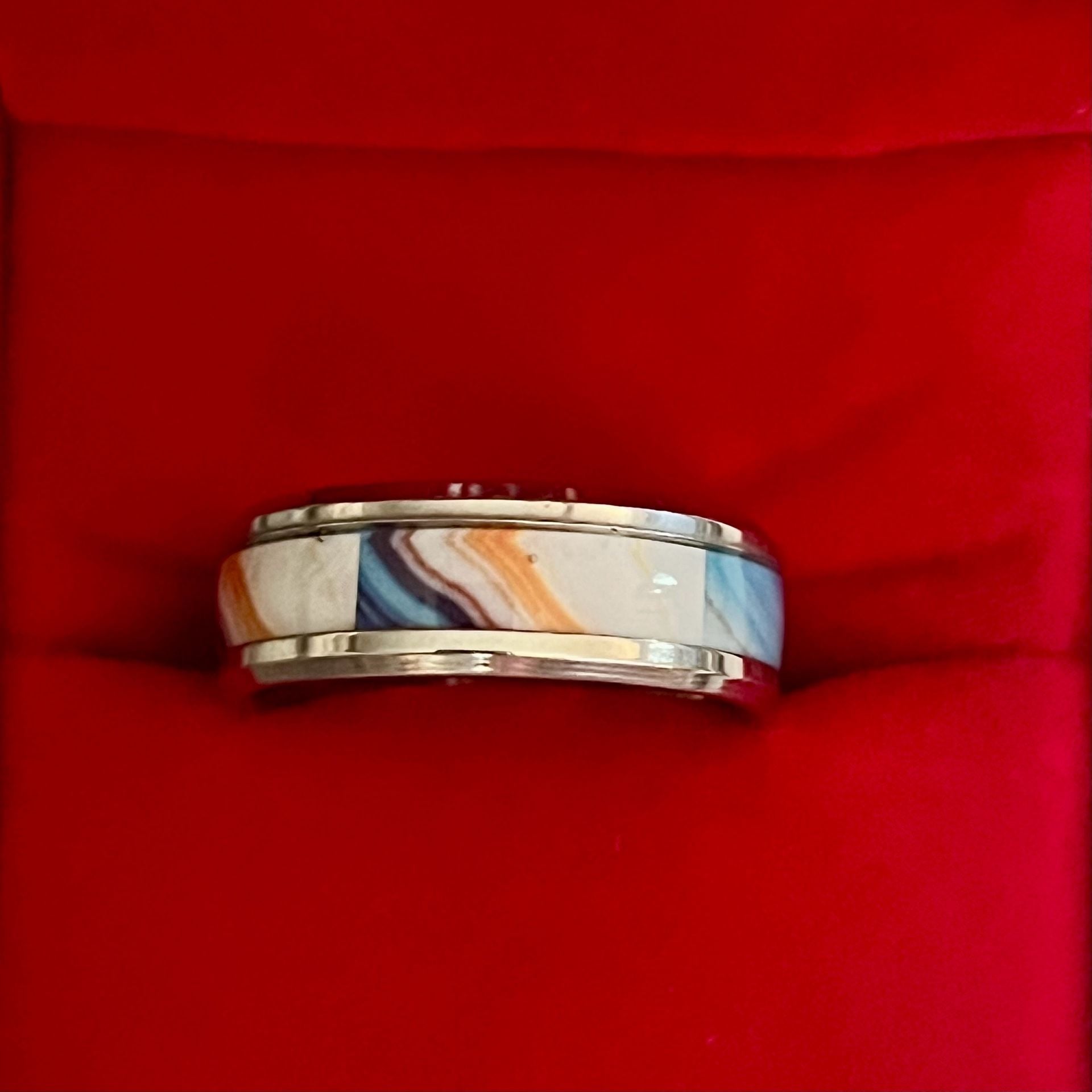 Tungsten Carbide Ring Ocean Natural Shells Inlay 8mm Size 13 4