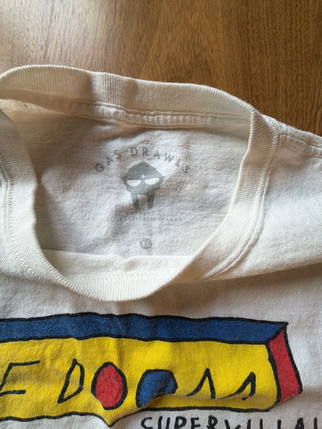 Gas Drawls MF Doom Supervillain T-Shirt Size XL White Graphic Tee 3