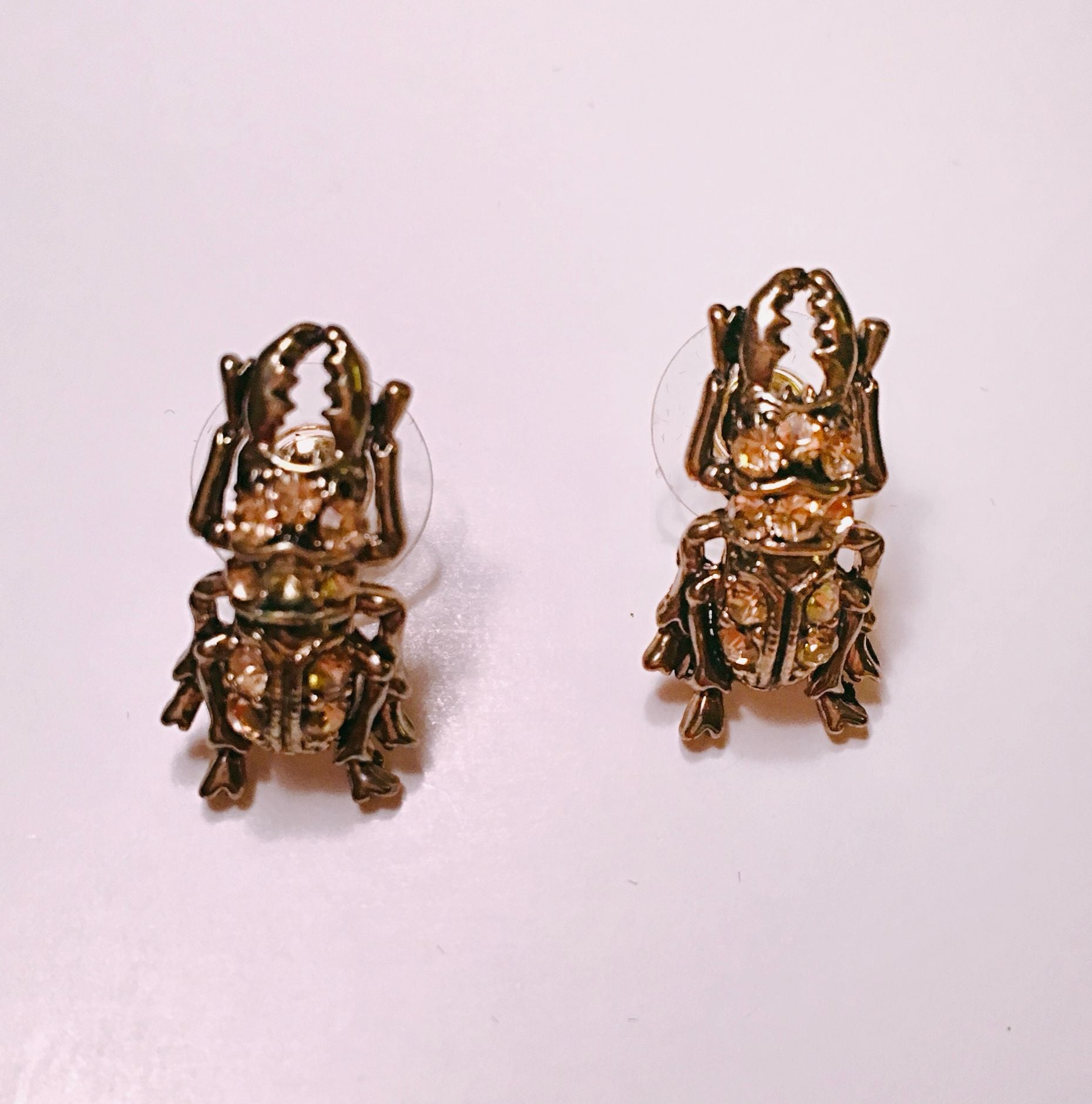 Gold & Bling Bettie Beatle Post Earrings 3