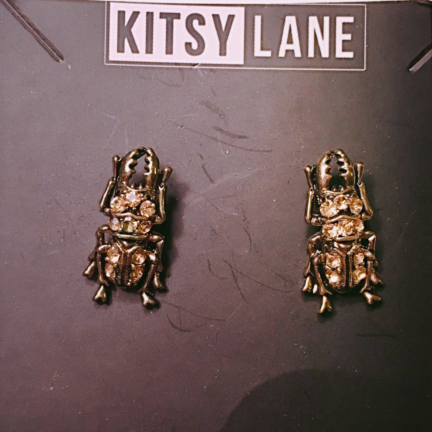 Gold & Bling Bettie Beatle Post Earrings 5
