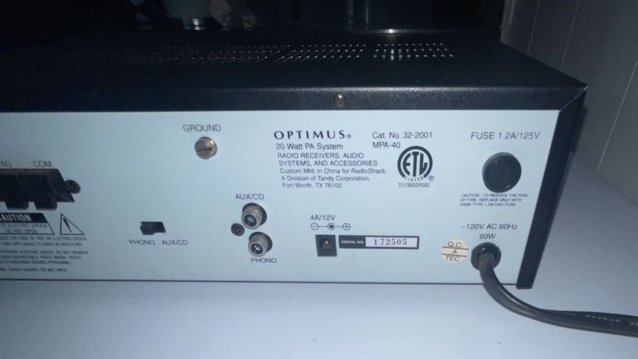 Optimus MPA-40 20 Watt PA Amplifier 6