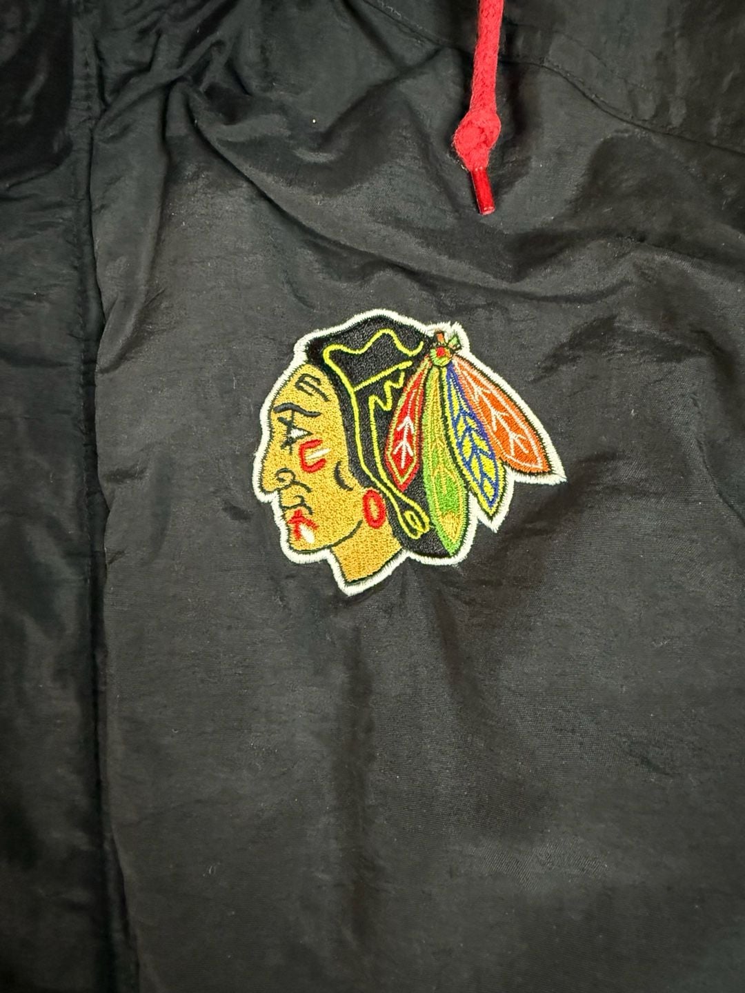 Starter Chicago Blackhawks Winter Jacket Size XL Black NHL Hockey Puffer#136 8