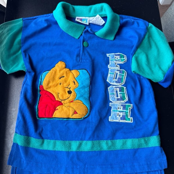 Vintage 1990's Winnie The Pooh Boys 3T Stitched On Shirt with Collar