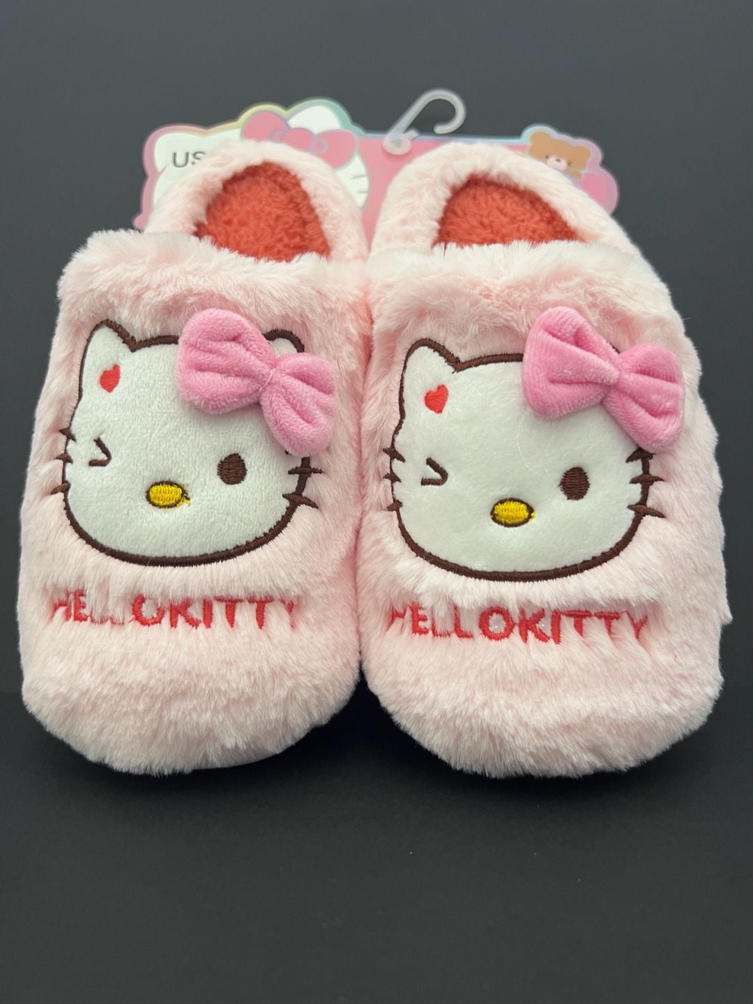 Sanrio Hello Kitty Slippers Size 9 (fit like 8.5) Pink Fuzzy Plush 2