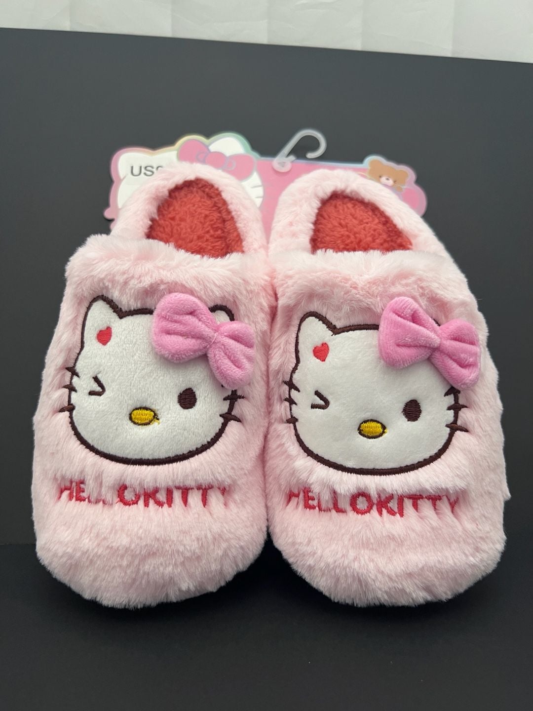 Sanrio Hello Kitty Slippers Size 9 (fit like 8.5) Pink Fuzzy Plush 4