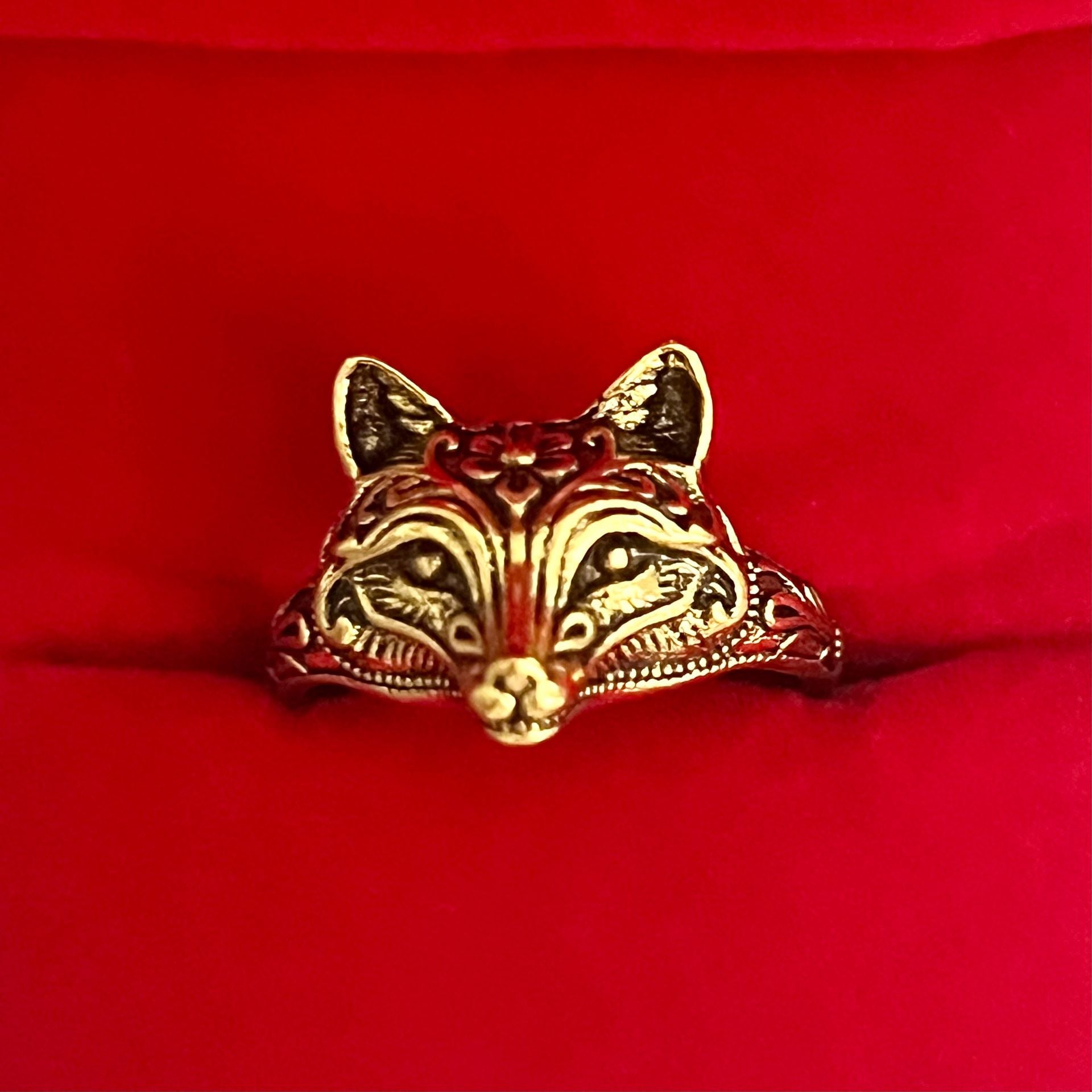 Burberry Prorsum Gold Fox Cocktail Ring Size 9 2