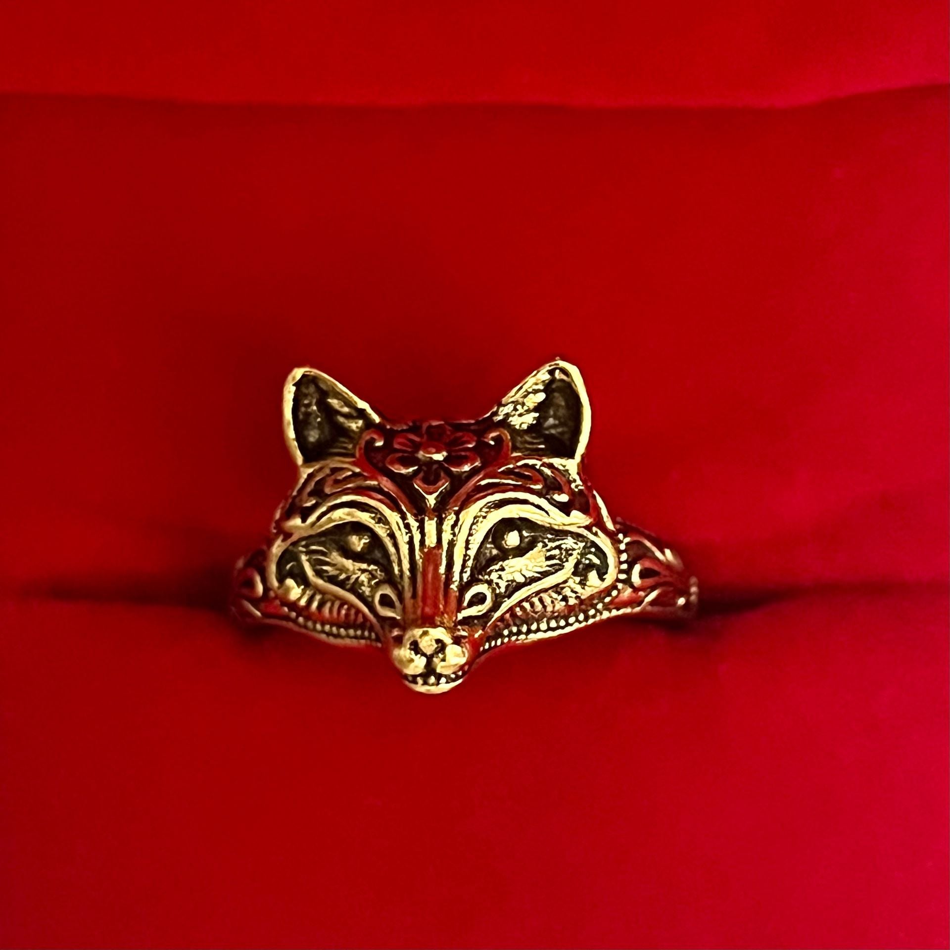 Burberry Prorsum Gold Fox Cocktail Ring Size 9 3