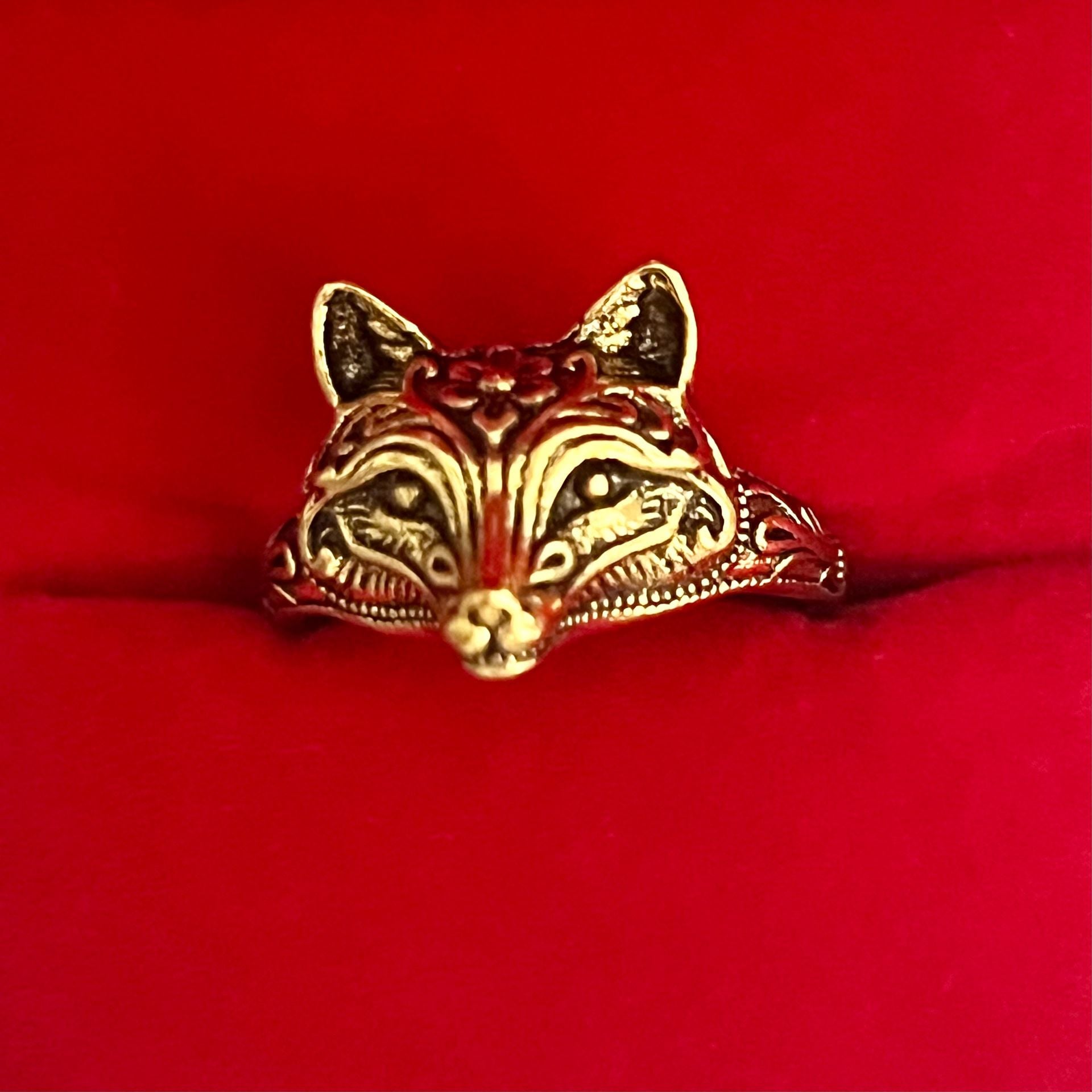 Burberry Prorsum Gold Fox Cocktail Ring Size 9 4