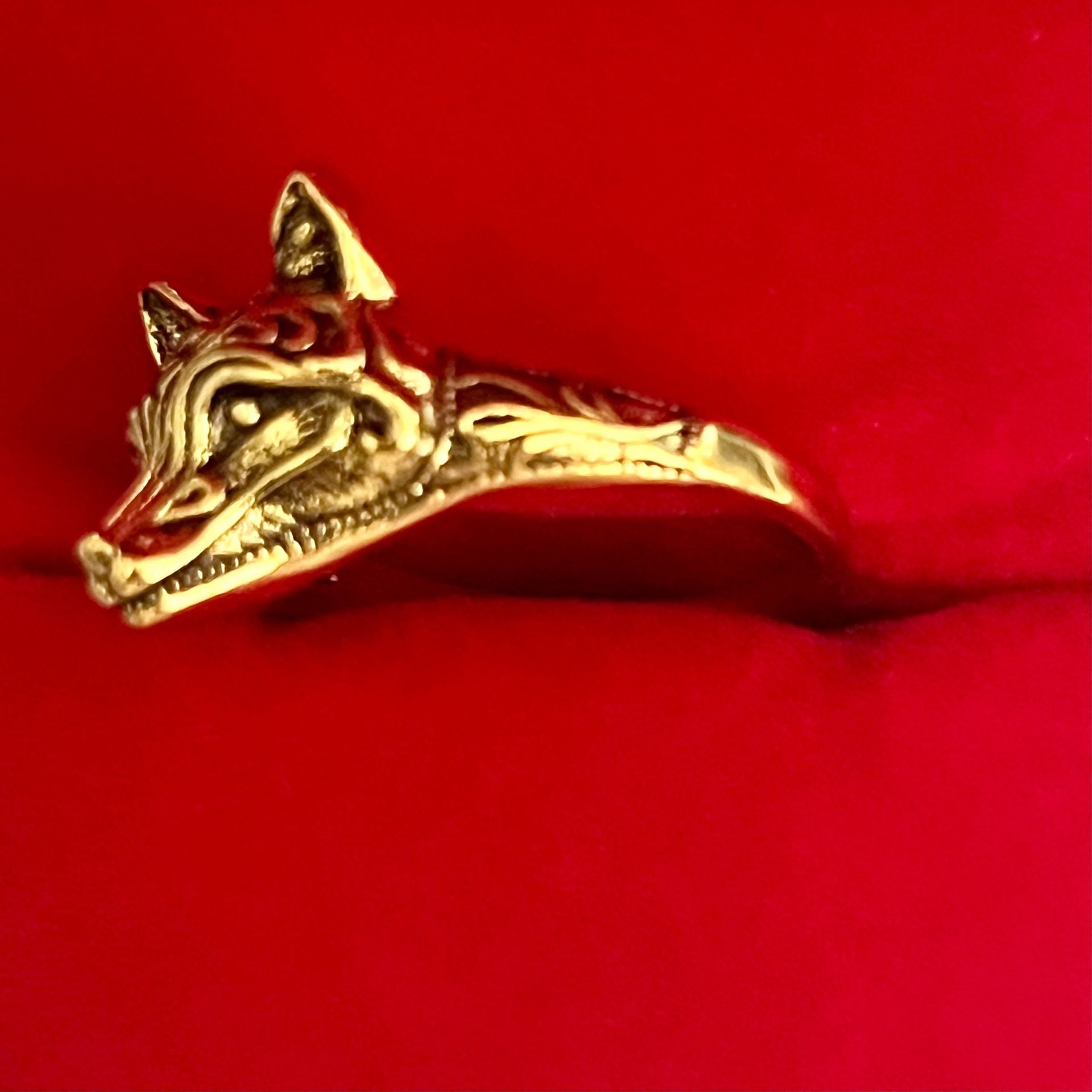 Burberry Prorsum Gold Fox Cocktail Ring Size 9 6