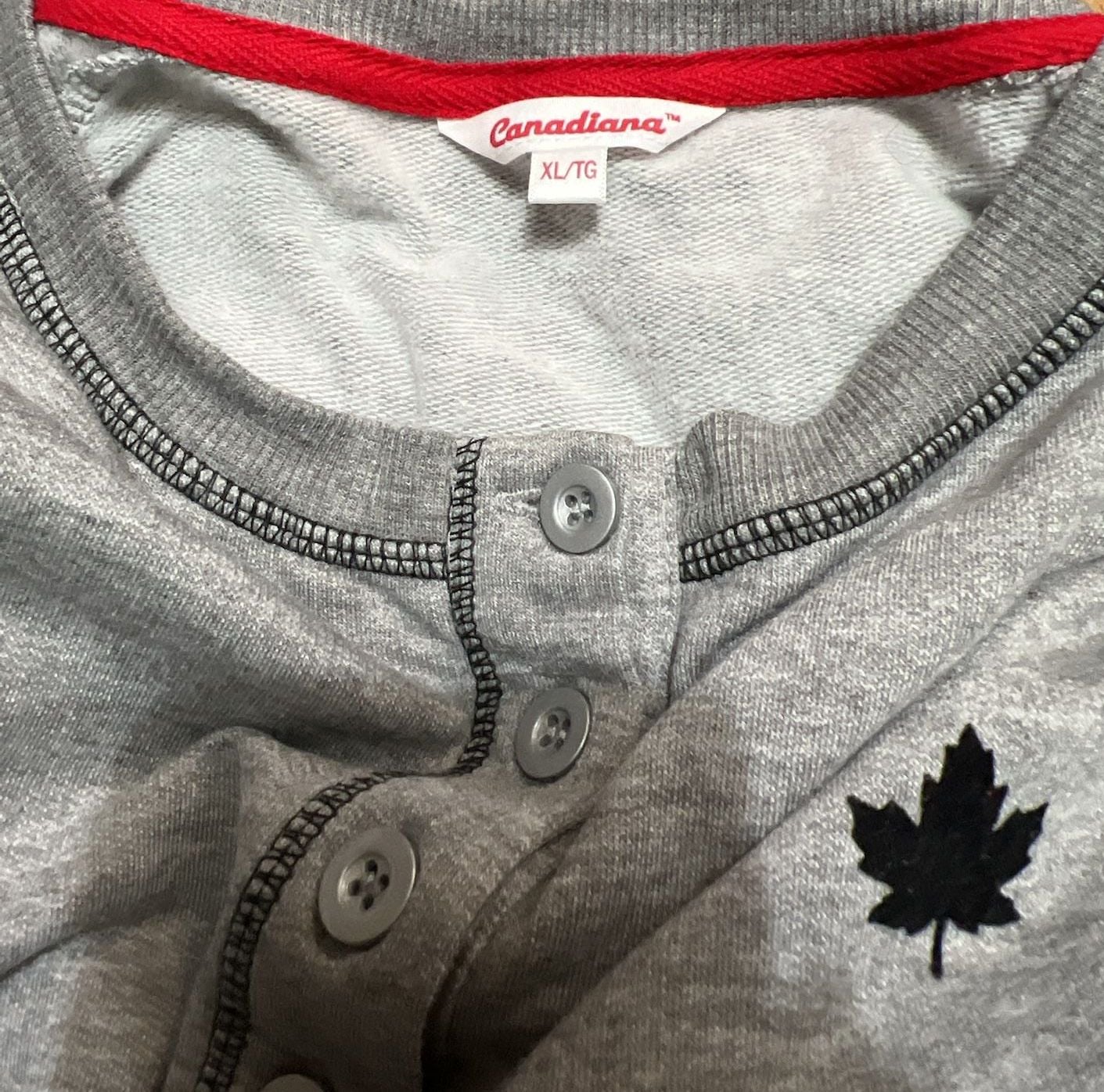 Canadiana Henley And Joggers Set Size XL/TG Gray Maple Leaf Lounge 5