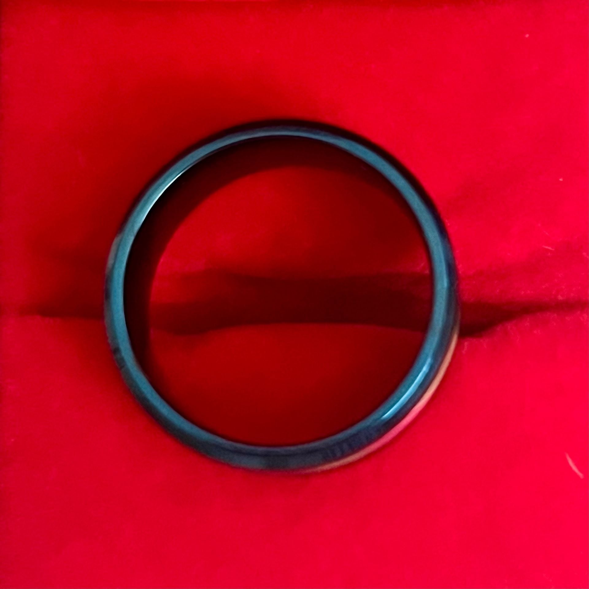 Damascus Titanium Steel Metallic Blue Kaleidoscope Ring with Glow Inlay 6mm Size 11 7