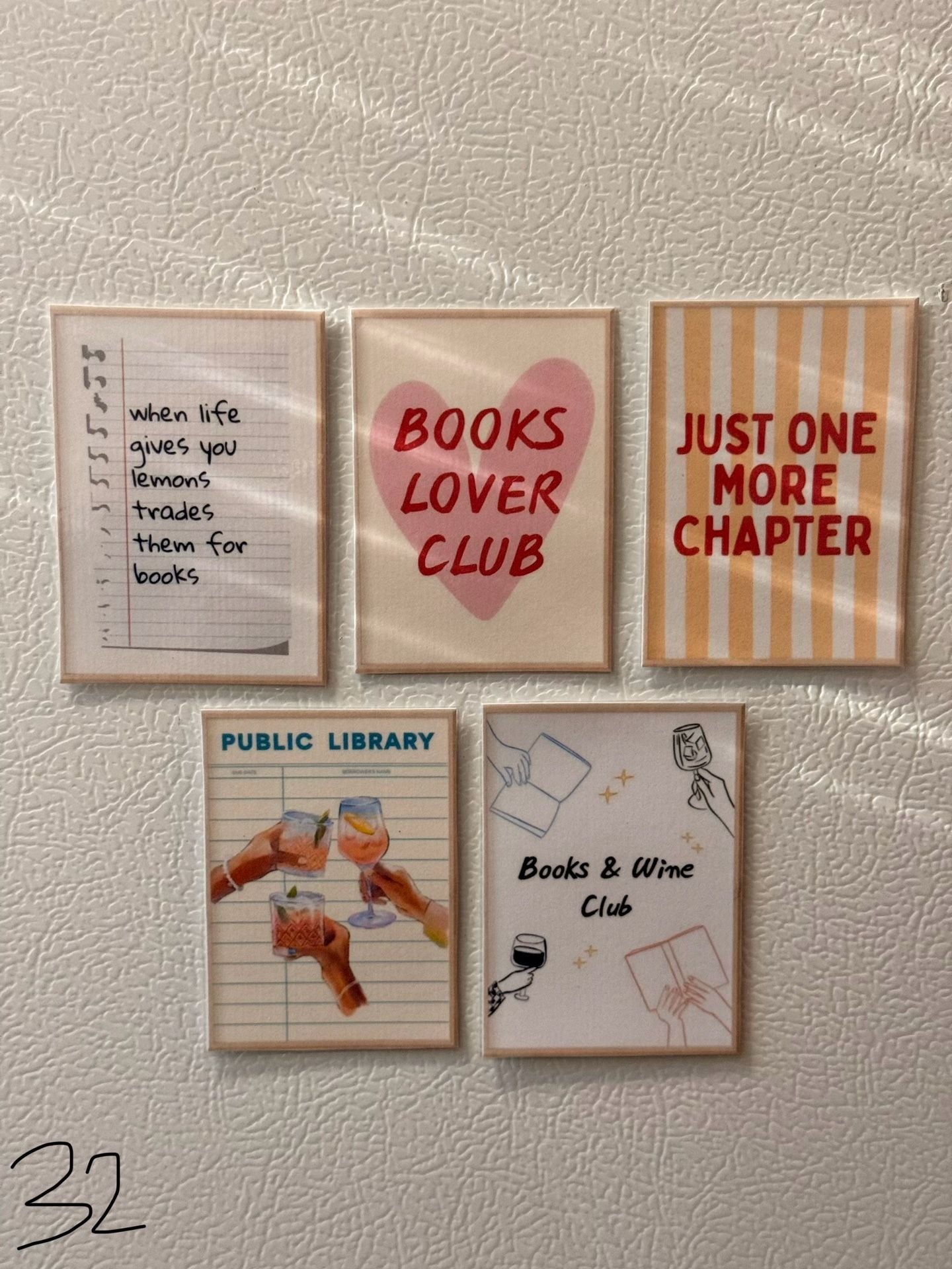 Aesthetic Book Lover Fridge Magnets Set 1