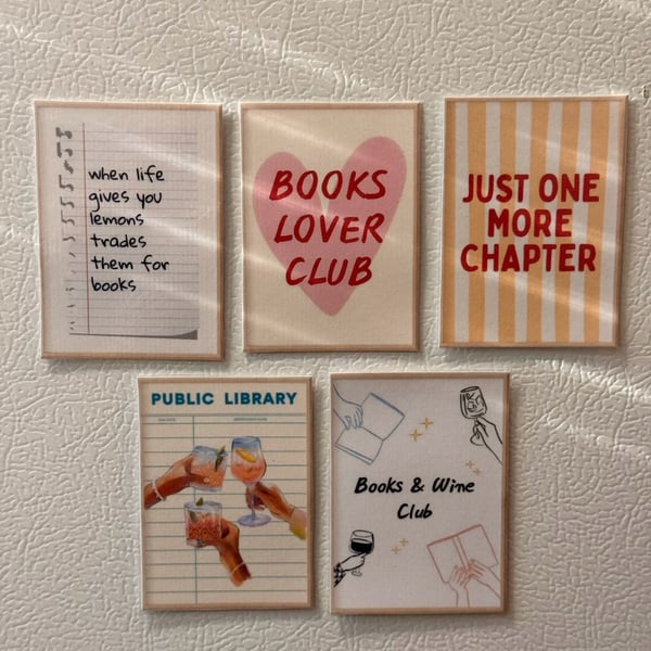 Aesthetic Book Lover Fridge Magnets Set