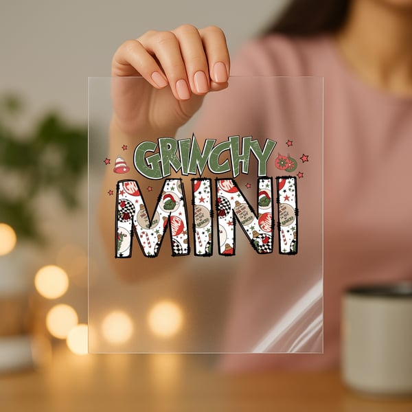 Grinchy Mini Grinchy Mama UV DTF Transfer Cup Decal Sheet Bundle