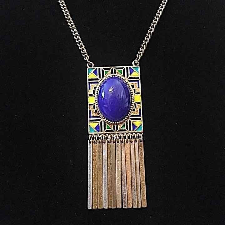 Blue/Green/Yellow/Gold Tribal Necklace 2