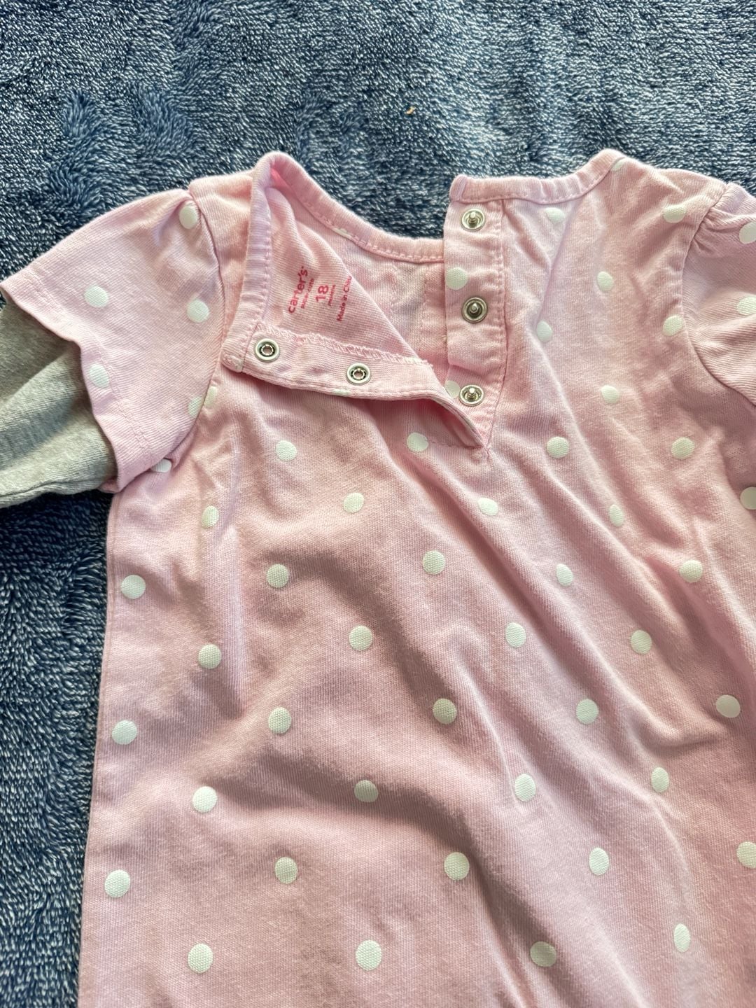Carter's Cat Romper Size 18 Months Pink Polka Dot 3