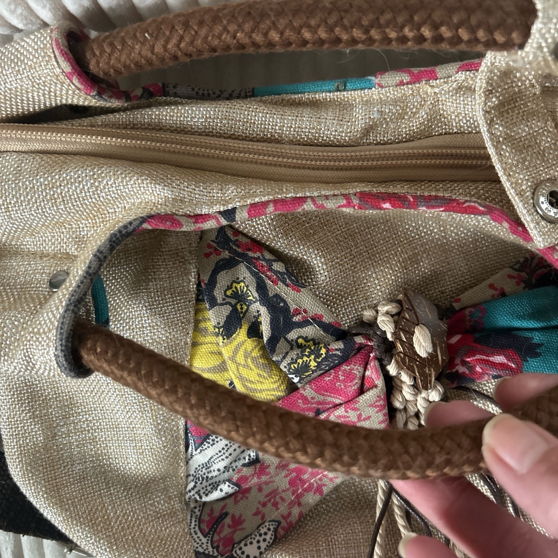 Boho Style Fabric Crossbody Handbag Gold Multicolour Vintage Shoulder Bag 1