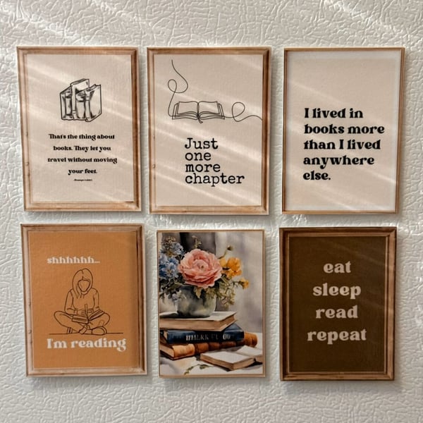 Book Lover Aesthetic Reading Quote Fridge Magnets Set