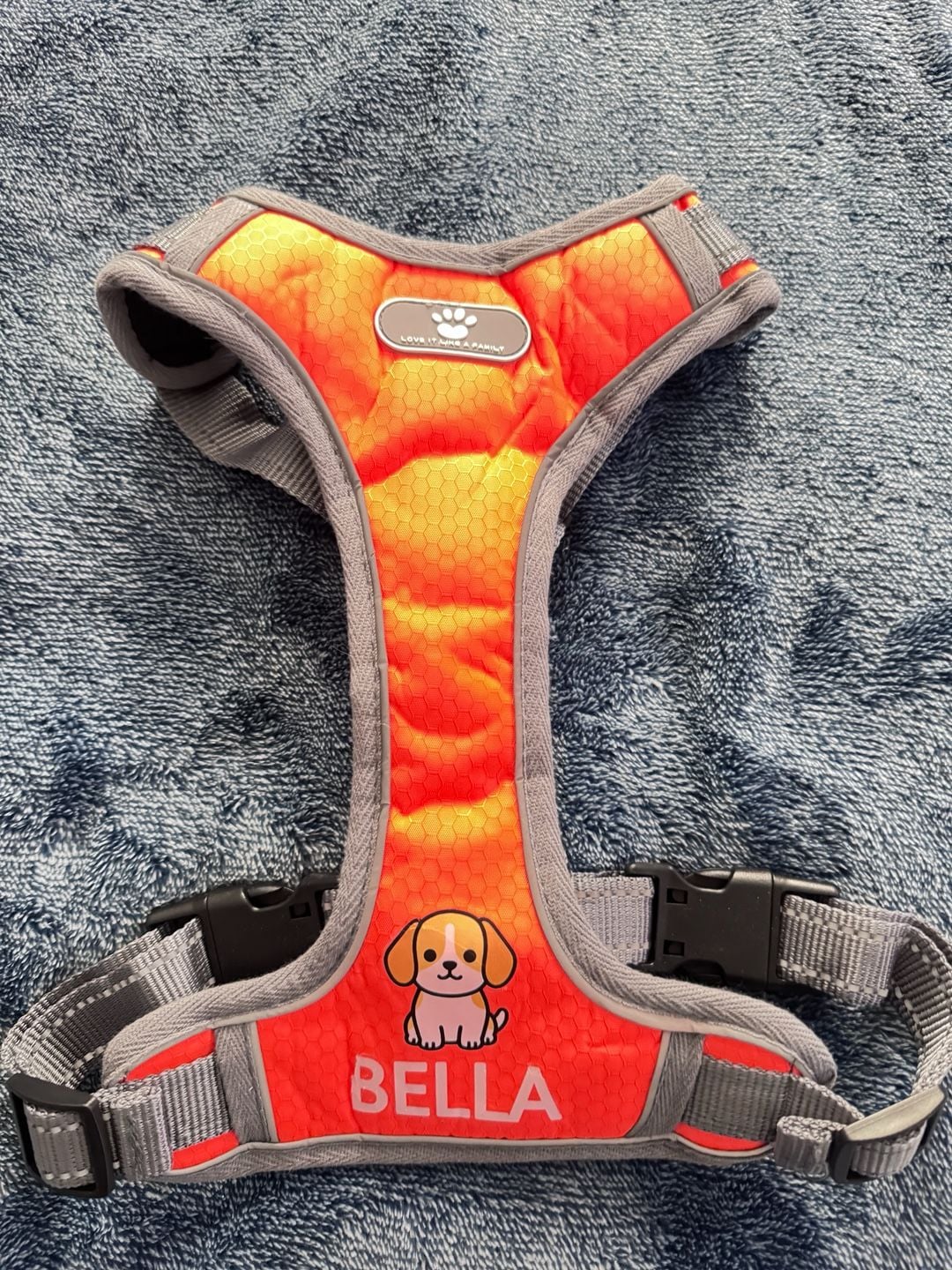 Love It Like A Family Personalized Dog Harness Orange Bella 4