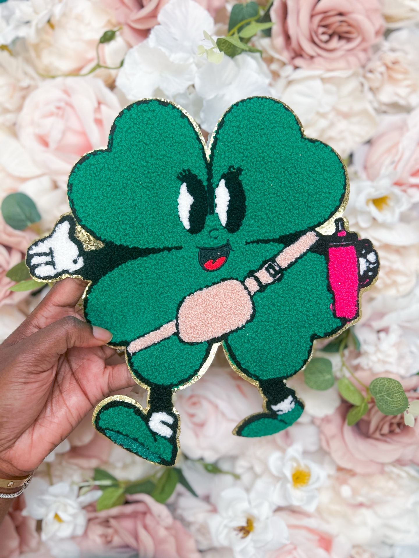 Shamrock Chenille Patch St Patricks Day Iron On 1