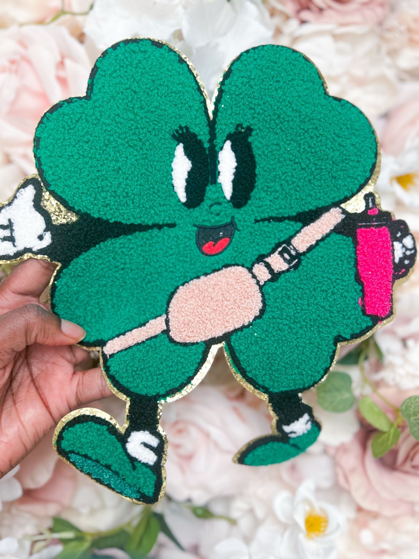 Shamrock Chenille Patch St Patricks Day Iron On 2