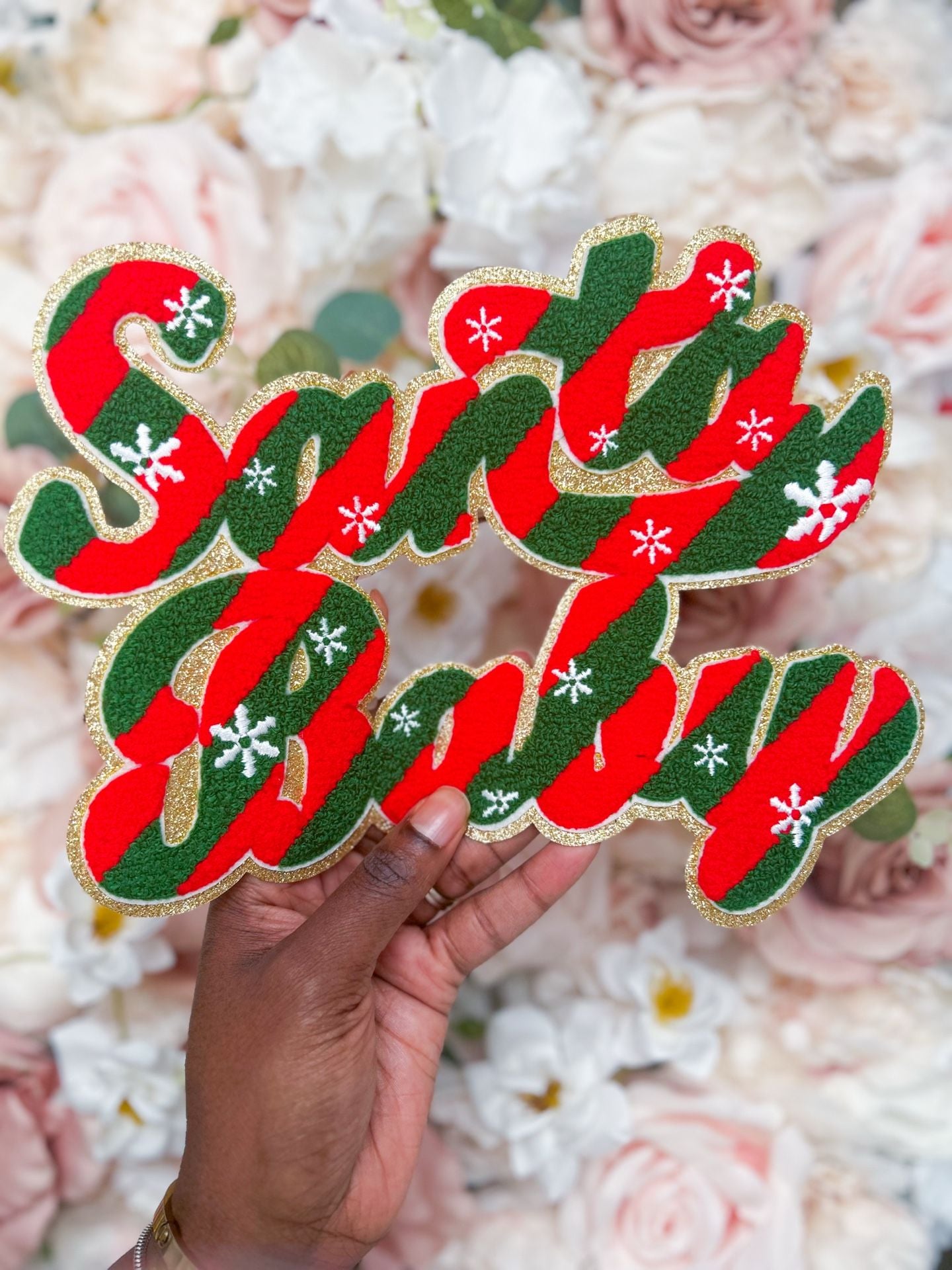 Santa Baby Chenille Iron On Patch Holiday Christmas 1