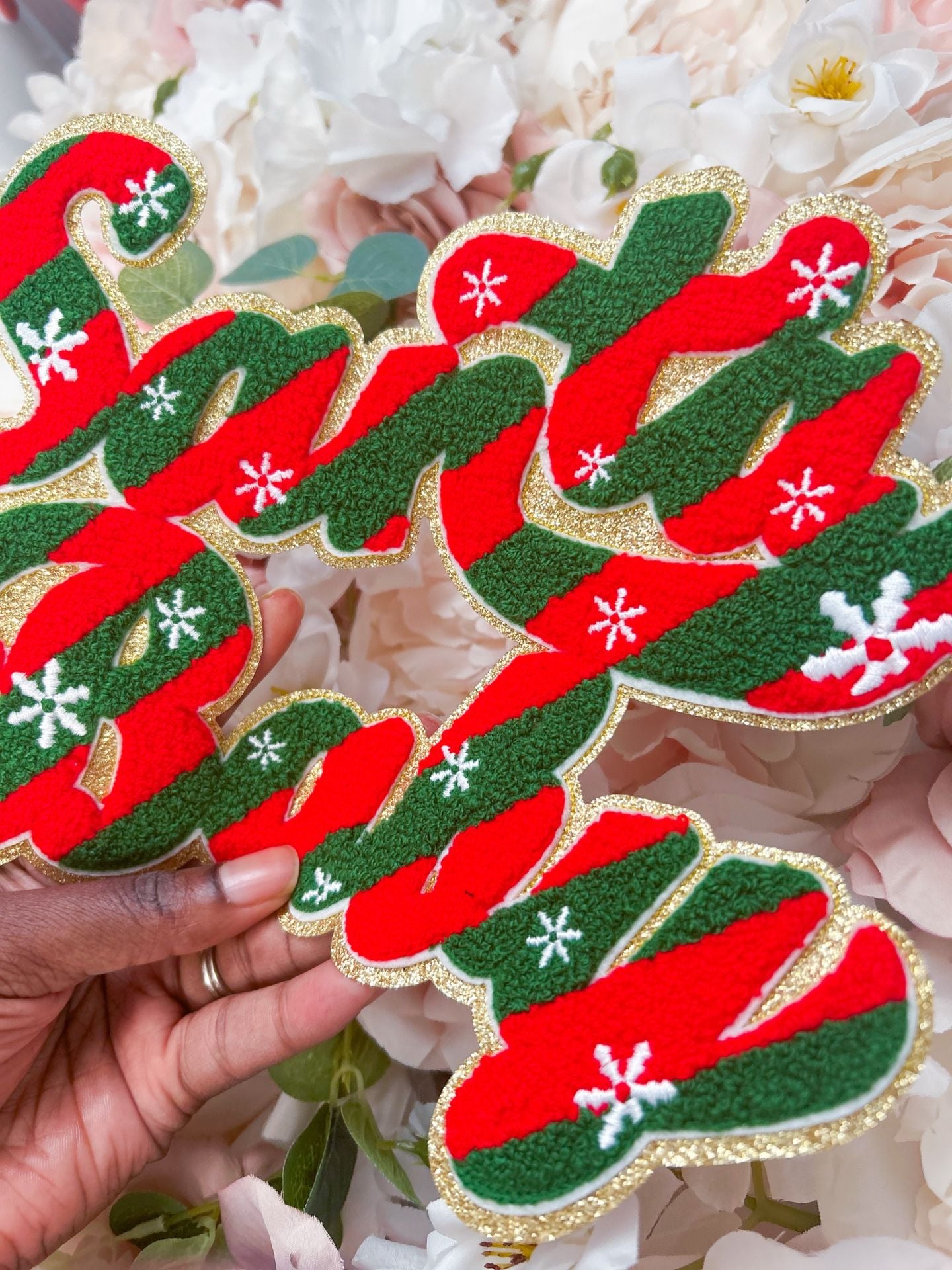 Santa Baby Chenille Iron On Patch Holiday Christmas 2