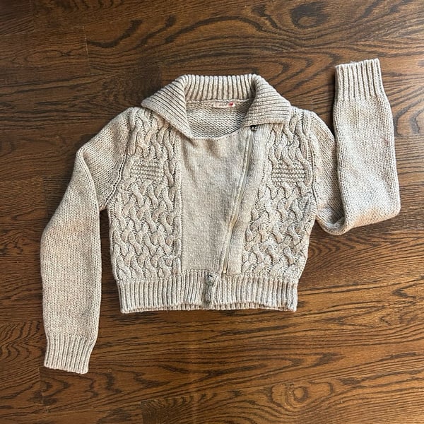 Dilvin Moto Cable Knit Sweater Beige